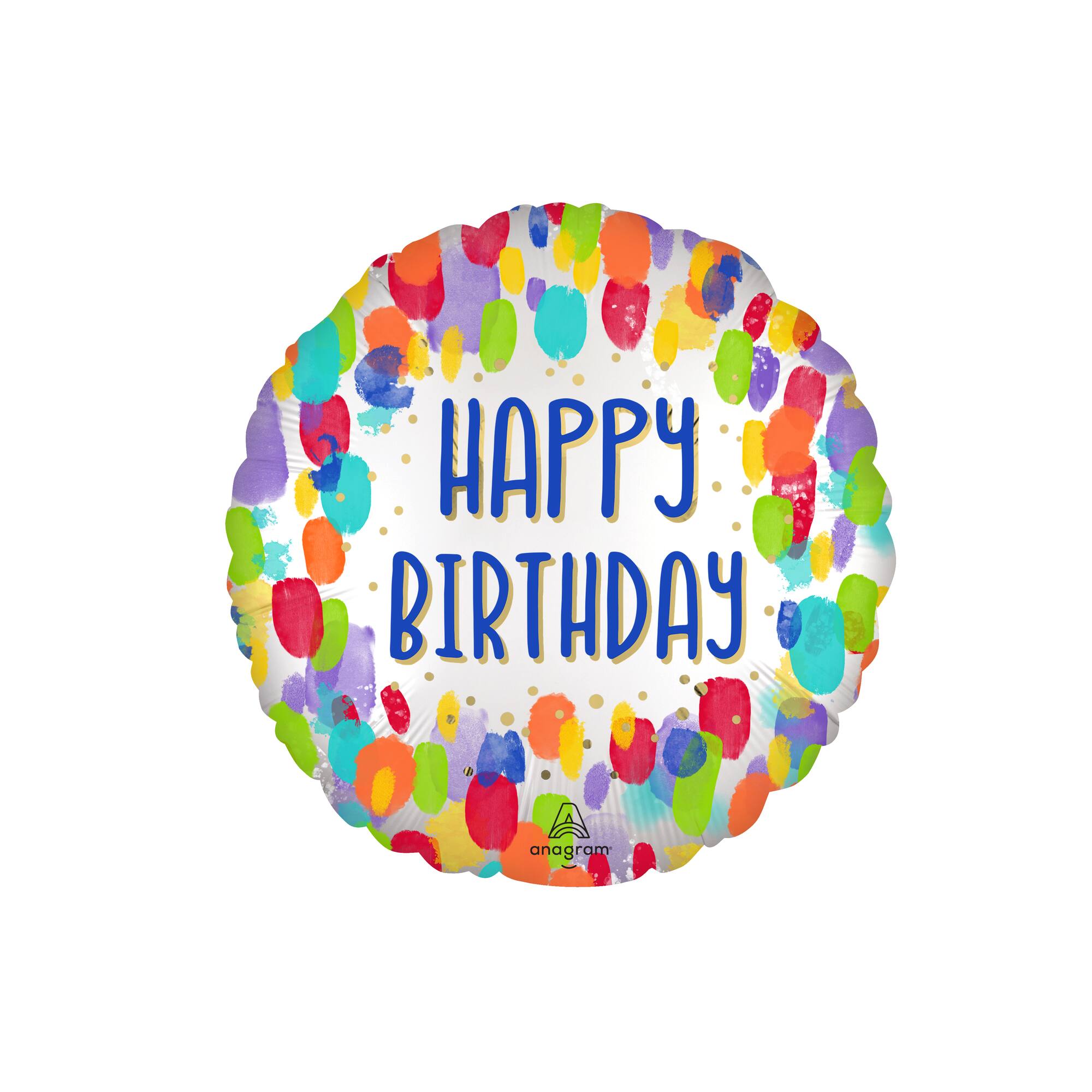 18" Painterly Dots Happy Birthday Foil Balloon